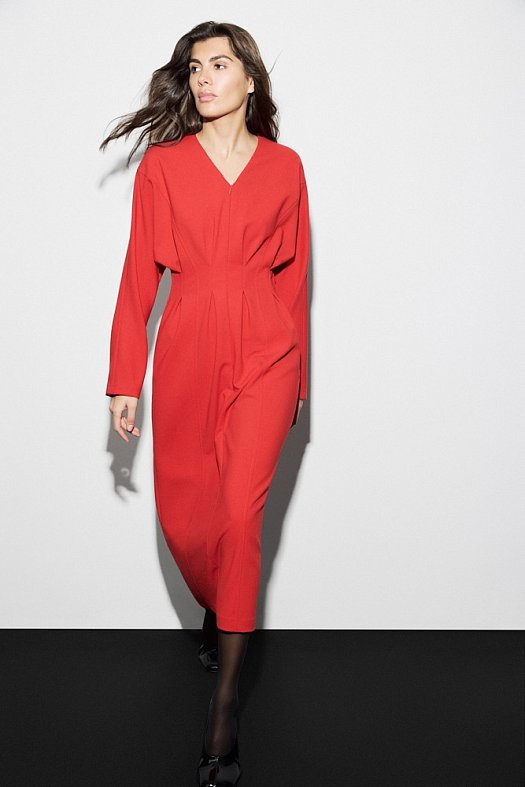 Платье силуэт песочные часы (Вискоза стрейч арт.1976 Красный 33% вискоза, 65% п/э, 2% эластан; Размер: L)