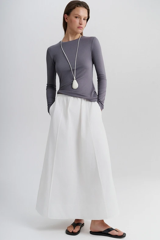 Лонгслив трикотажный из нежного хлопка (Трикотаж тонкий арт.1928 Серый 95% хлопок, 5% эластан; Размер: M)