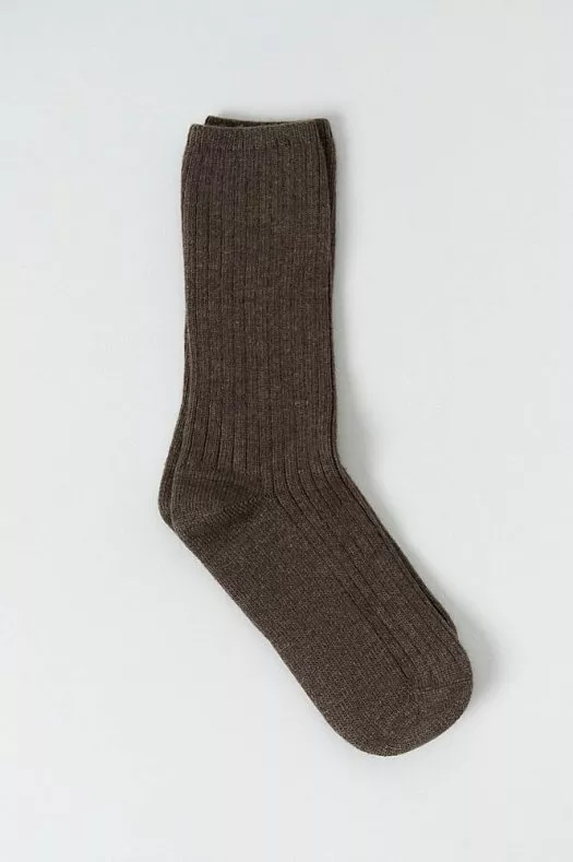Носки длинные из шерсти мериноса и кашемира (40% шерсть мериноса, 30% вискоза, 15% п/а, 10% кашемир, 5% эластан Коричневый; Размер: XS-S)