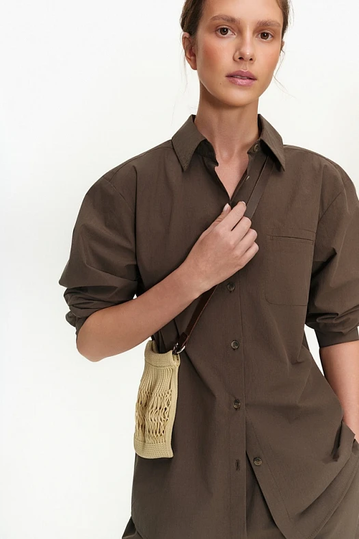 Рубашка прямого силуэта из хлопка (Хлопок арт.2047 Шоколадный 100% хлопок; Размер: M)