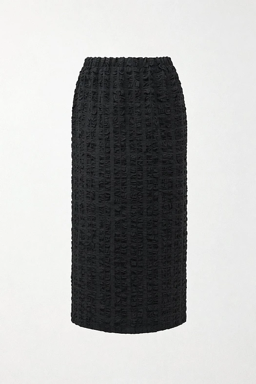 Юбка миди из фактурной ткани (Вискоза фактурная арт.1634 Черный 49% вискоза, 48% п/э, 3% эластан; Размер: L)