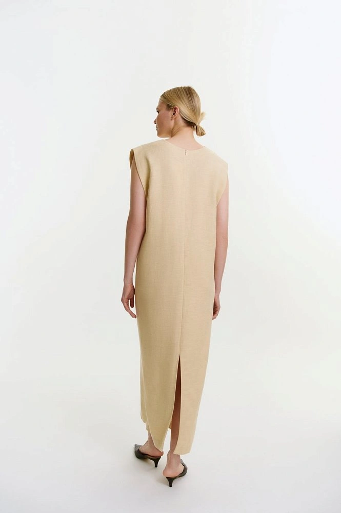Платье макси прямое со льном