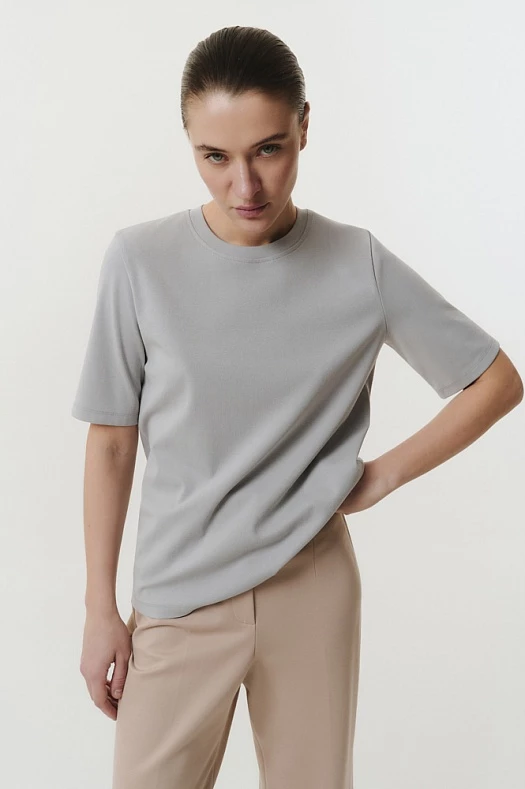 Футболка базовая с удлиненным рукавом (Рибана арт.1671 Серый 95% хлопок, 5% эластан; Размер: L)