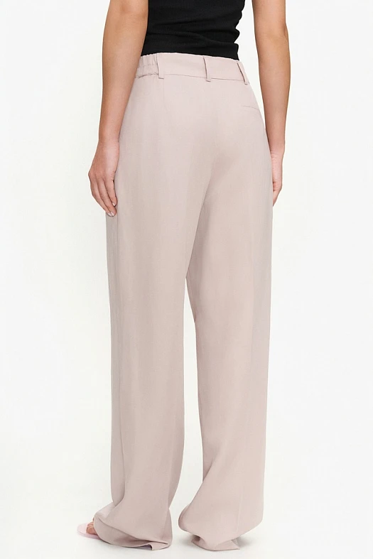 Брюки прямого кроя изо льна (60% вискоза, 40% лен Розовый; Размер: L)