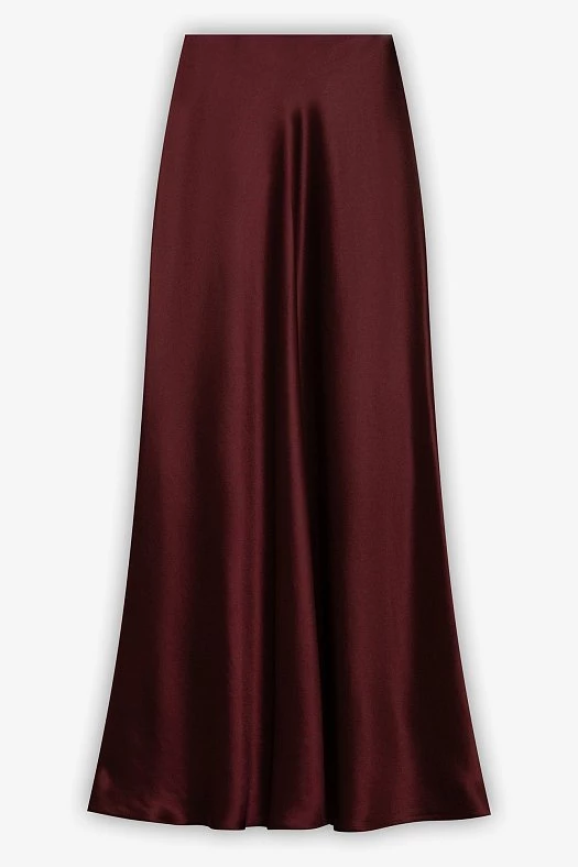 Юбка макси из атласной вискозы (Вискоза атласная арт.1794 Бордовый 72% вискоза, 28% п/э; Размер: XXS)