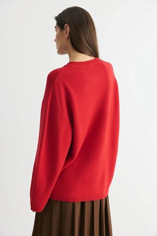 Джемпер базовый из шерсти (100% шерсть Красный; Размер: XS-S)