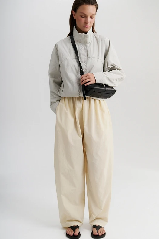 Брюки широкие из хлопка Pima (100% хлопок Светло-желтый; Размер: M-L)