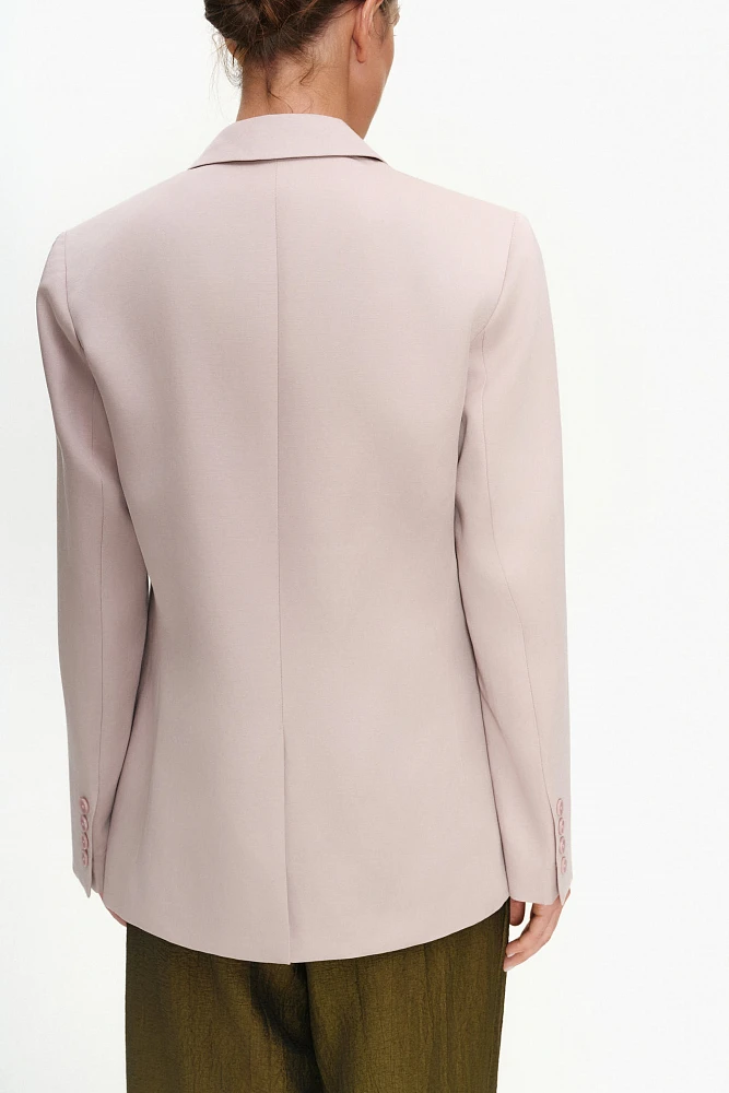 Жакет однобортный из ткани со льном