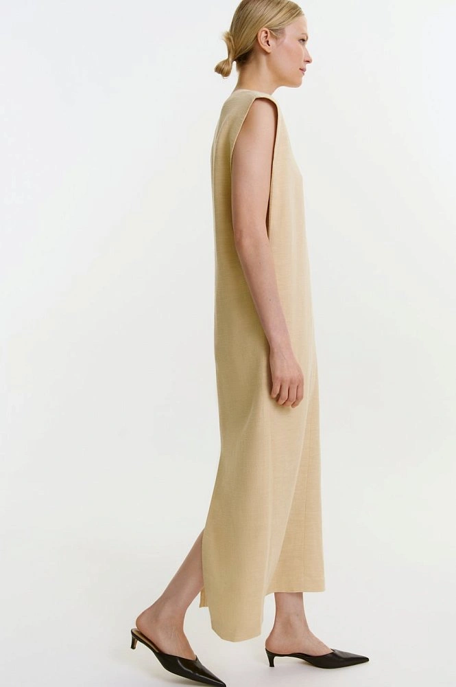 Платье макси прямое со льном