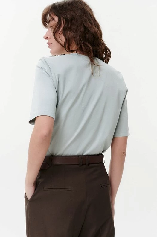 Футболка базовая с удлиненным рукавом (Трикотаж тонкий арт.1844 Мятный 80% хлопок, 20% п/э; Размер: S)