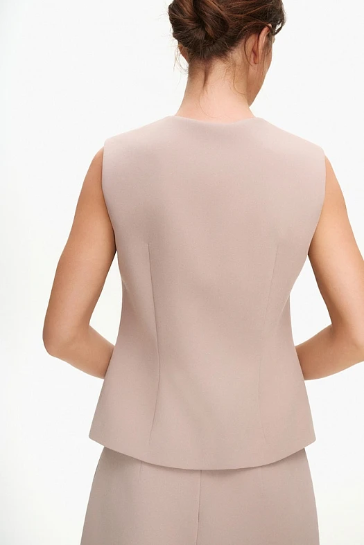 Жилет с акцентной застежкой (Вискоза стрейч арт.1907 Кофейный 67% вискоза, 28% п/э, 5% эластан; Размер: L)