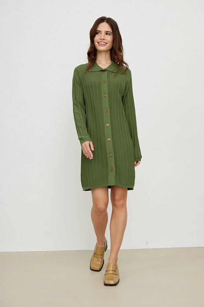 Платье трикотажное с застежкой на пуговицы мини