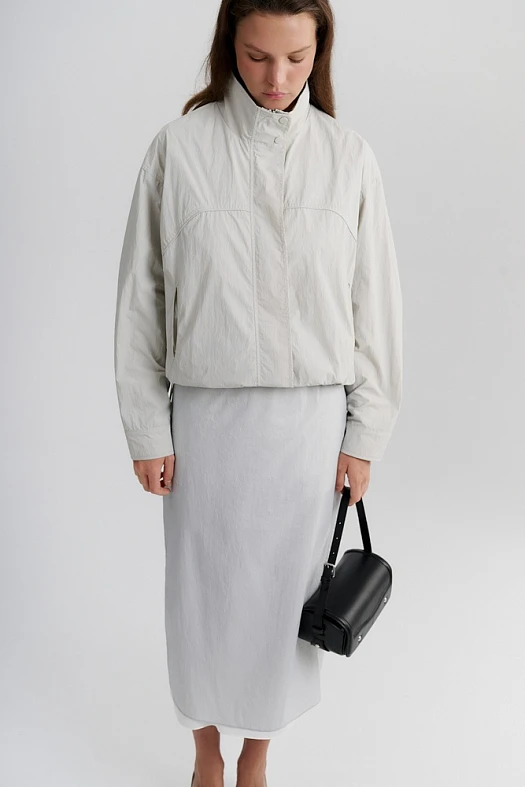 Юбка миди двойная (100% нейлон Светло-серый; Размер: L)