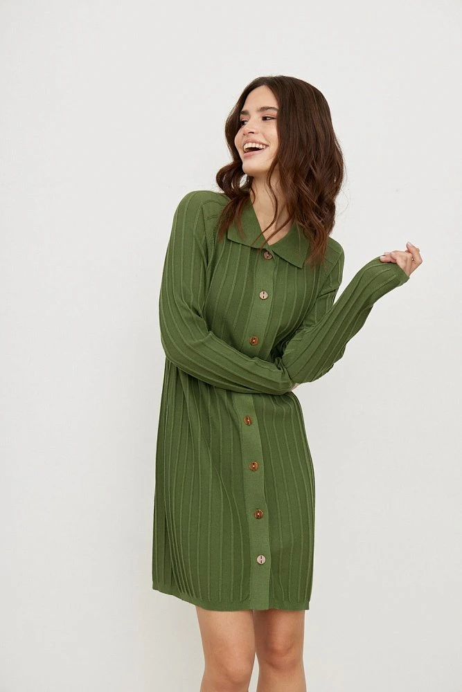 Платье трикотажное с застежкой на пуговицы мини
