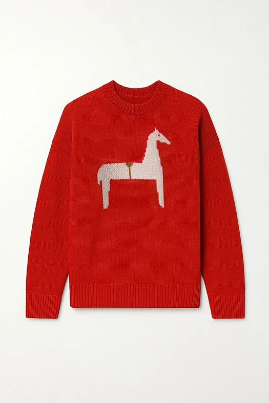 Джемпер из шерсти с принтом (50% шерсть, 30% акрил, 20% нейлон Красный; Размер: M-L)