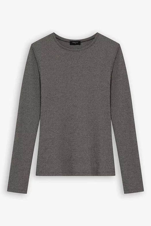 Лонгслив трикотажный (Трикотаж в рубчик арт.1759 Тауп меланж 65% вискоза, 35% п/э; Размер: L)