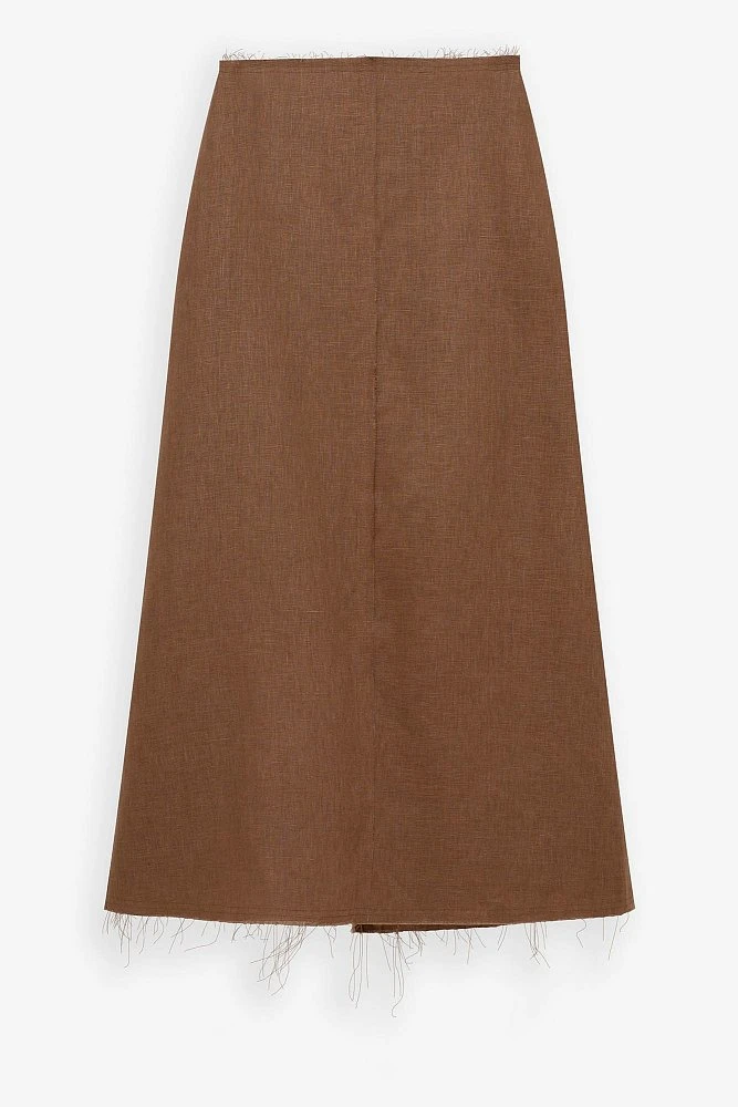 Юбка макси изо льна с необработанным краем