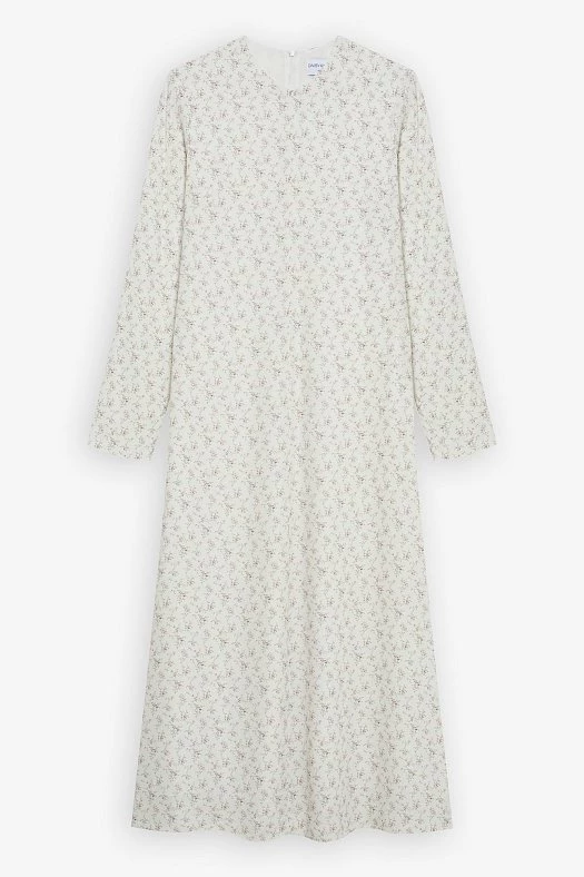 Платье миди с цветочным принтом (Вискоза струящаяся принт цветы прт.1838 Молочный/розовый 100% вискоза; Размер: XXS)