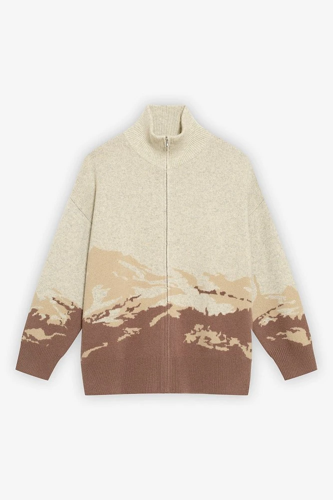 Кардиган оверсайз из шерсти с принтом