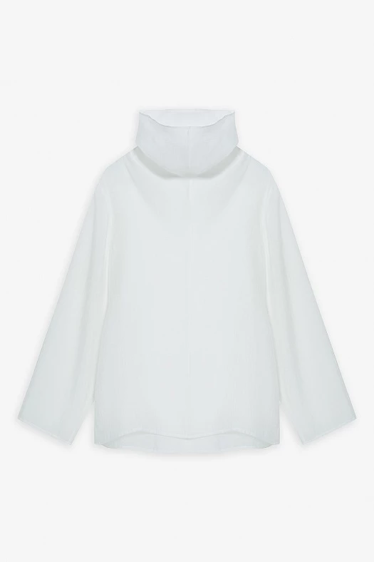 Блуза прозрачная с высоким воротником (Органза арт.1659 Белый 75% тенсел, 25% п/э; Размер: XL)