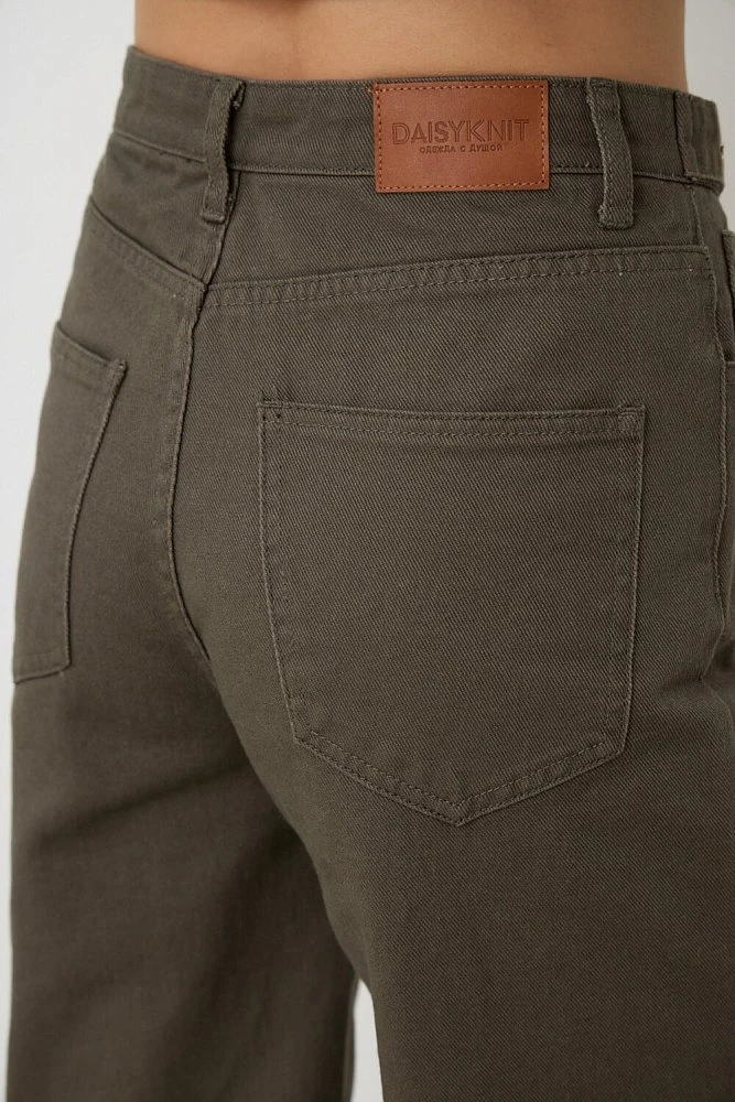 Джинсы широкие прямые со шлевками