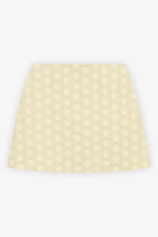 Юбка мини из хлопкового жаккарда с цветами (Хлопок фактурный цветы арт.1818/1 Сливочный 90% хлопок, 10% п/э; Размер: L)