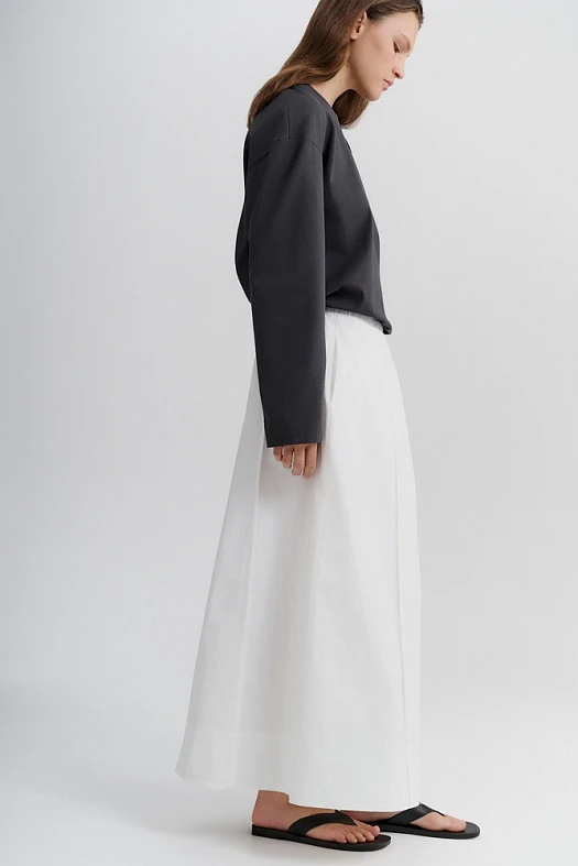 Юбка миди из хрустящего хлопка (50% хлопок, 50% нейлон Белый; Размер: M-L)