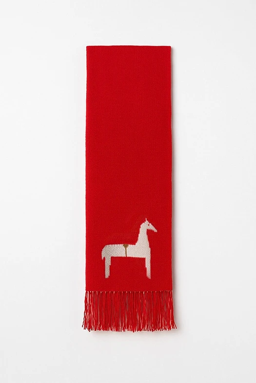 Шарф из шерсти с принтом (50% шерсть, 30% акрил, 20% нейлон Красный; Размер: OS)