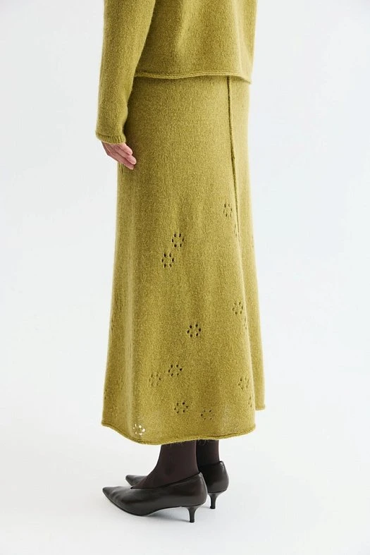 Юбка вязаная с мохером (20% мохер, 25% шерсть, 25% акрил, 30% нейлон Лайм; Размер: M)