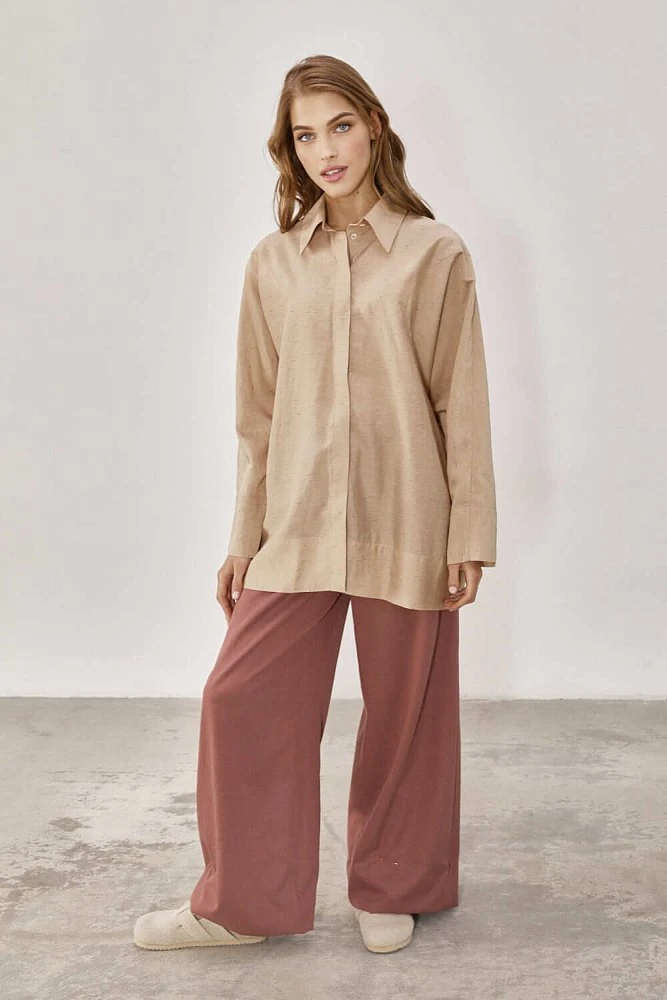 Рубашка оверсайз с подрезами