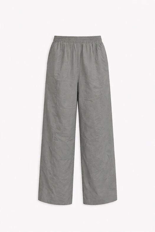 Брюки широкие с эластичным поясом из хлопка (65% хлопок, 35% нейлон Серый; Размер: M-L)