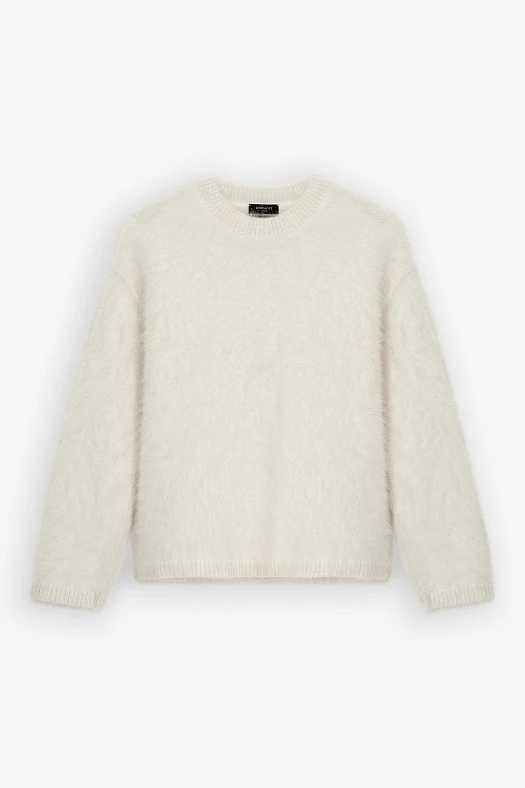 Джемпер из шерсти ангоры (75% ангора, 5% шерсть, 20% нейлон Молочный; Размер: XS-S)