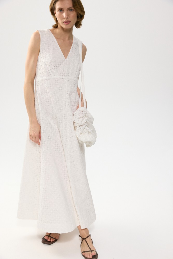 Платье макси из хлопка Broderie Anglaise Платье макси из хлопка Broderie Anglaise