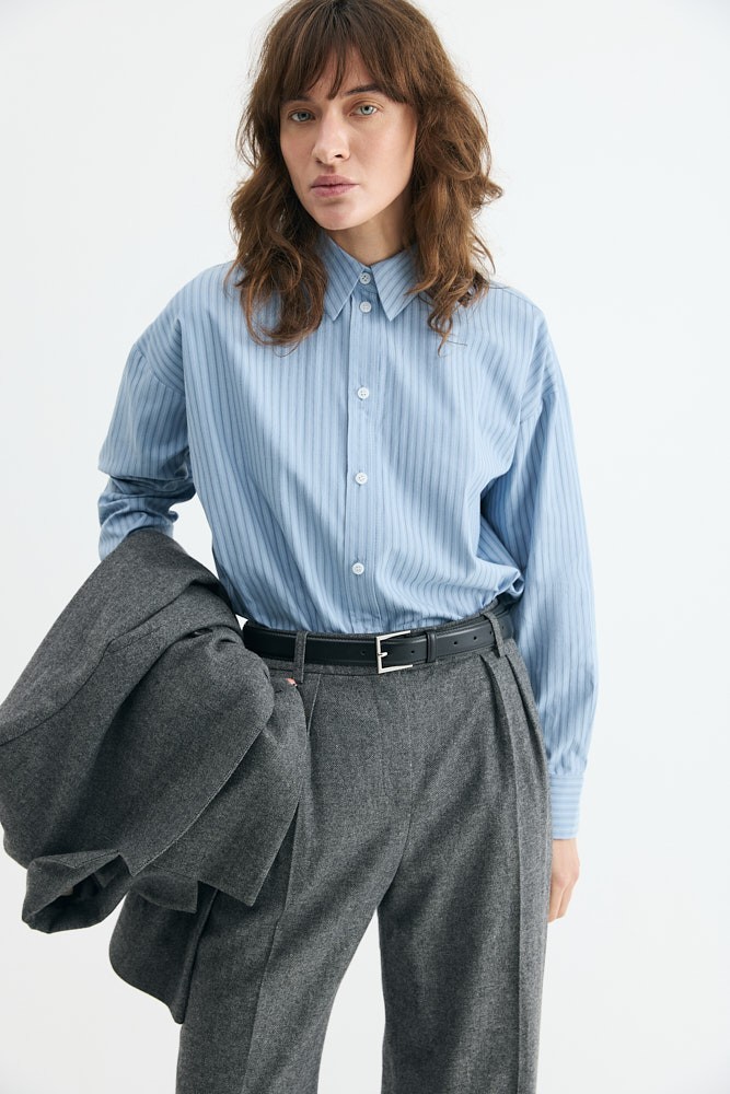 Рубашка базовая из хлопка в полоску 9890₽