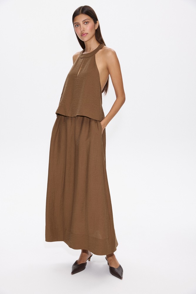 Юбка миди с эластичным поясом из фактурной ткани со льном 11890₽