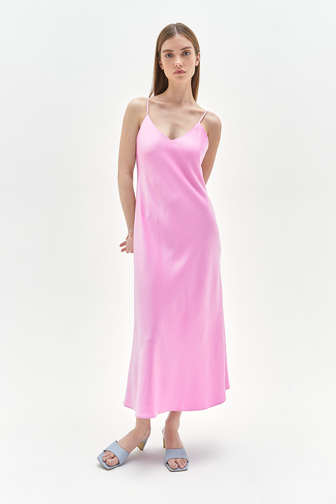 

Платье-комбинация на тонких бретелях, Светло-розовый