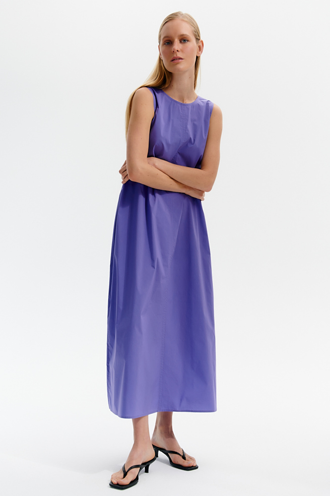 

Платье макси с отстрочкой, Фиолетовый