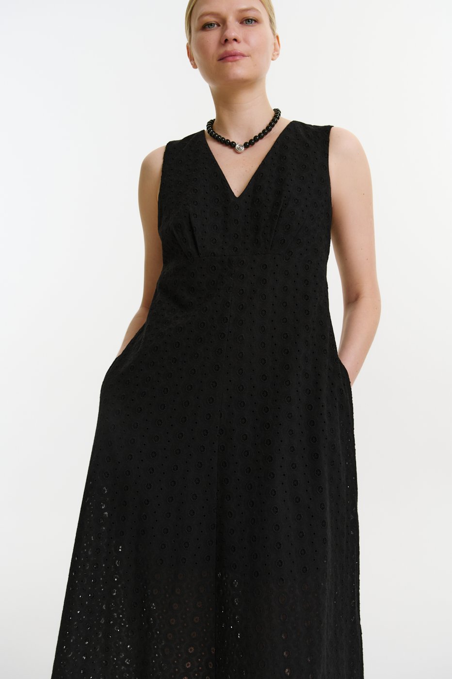 Платье макси из хлопка Broderie Anglaise Платье макси из хлопка Broderie Anglaise