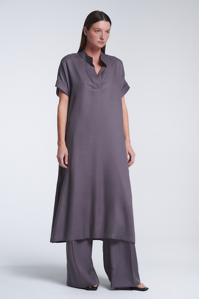 

Блуза удлиненная с разрезами, Серо-фиолетовый