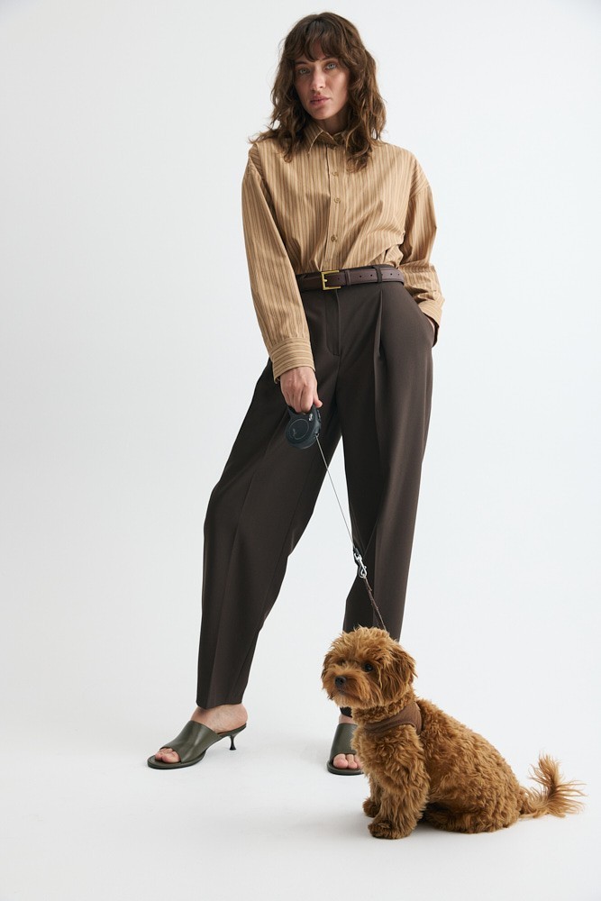 Рубашка базовая из хлопка в полоску 9890₽