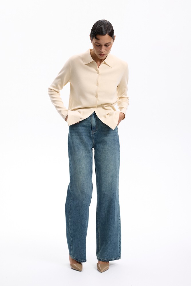 Джинсы Wide leg с винтажным эффектом Джинсы Wide leg с винтажным эффектом