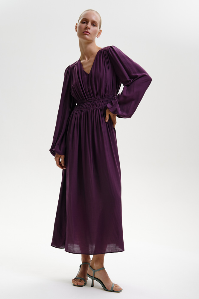 

Платье миди струящееся со сборками, Фиолетовый