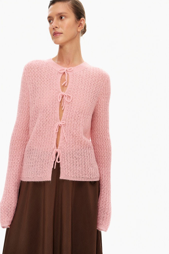 Кардиган ажурной вязки c альпака 12890₽