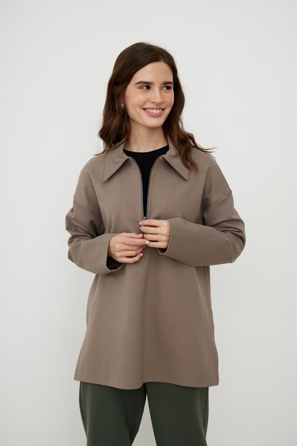 

Свитшот на молнии, Тауп