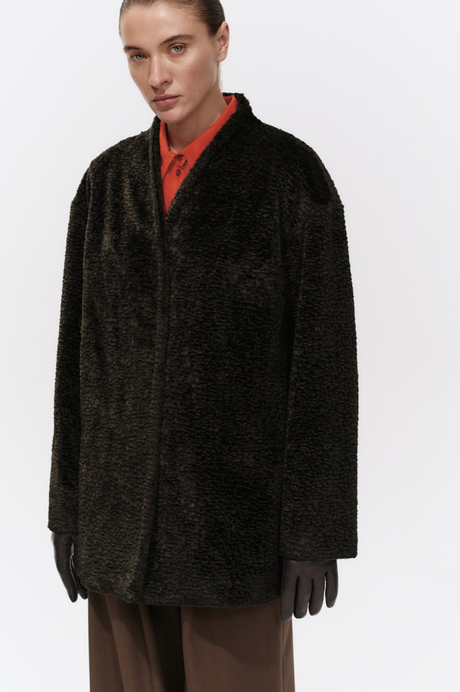 

Пальто тедди из итальянской ткани, Тёмно-коричневый