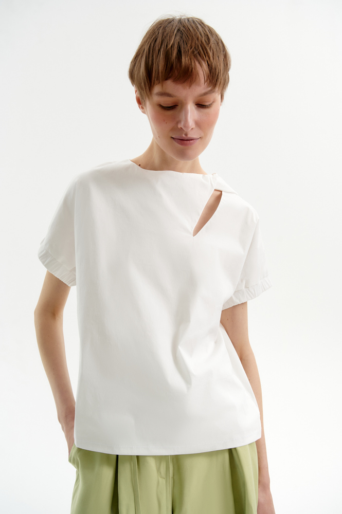 

Блуза с перекрученной деталью, Белый