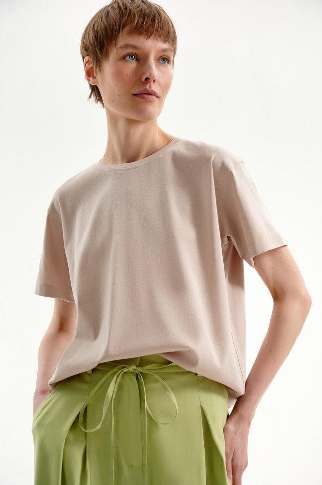 

Футболка со смещённым плечевым швом, Кофейный