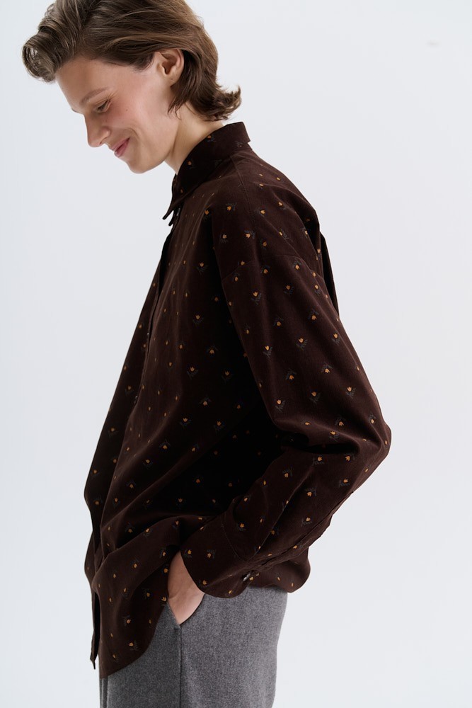 Рубашка из микровельвета с принтом 13890₽