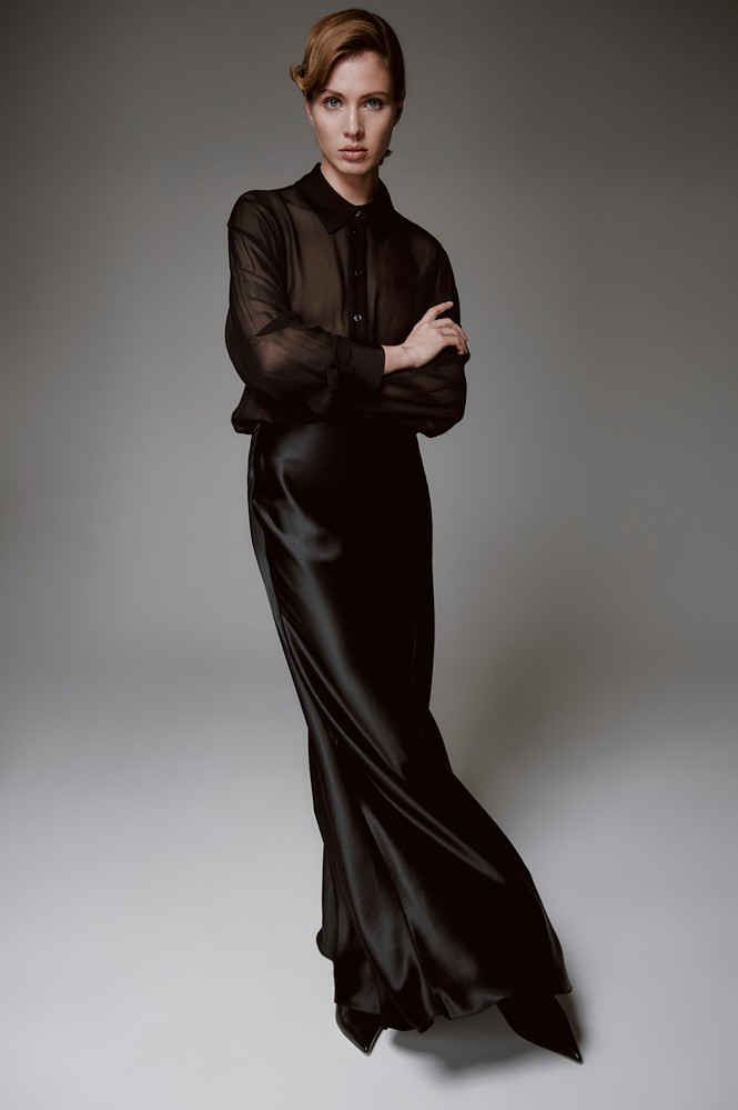 Юбка макси из атласной вискозы