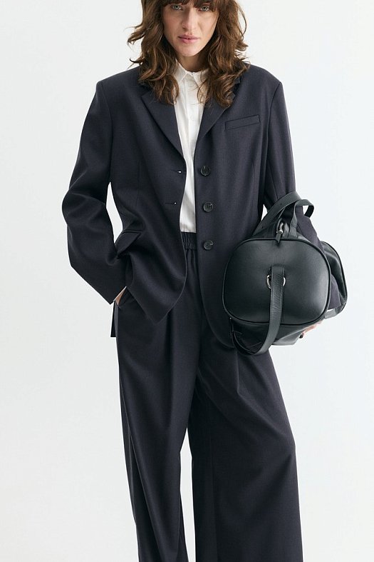 Жакет однобортный на три пуговицы из премиальной итальянской шерсти (Шерсть костюмная арт.1940 Темно-синий 98% шерсть, 2% п/э, 1% эластан; Размер: L)